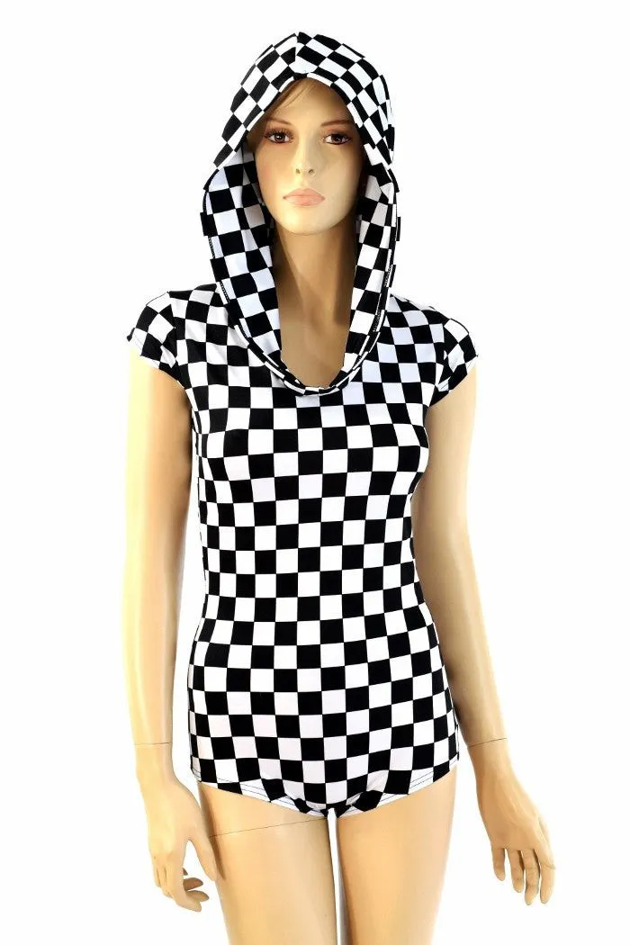 Checkered Hoodie Romper