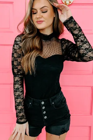 Chic By Trade Lace Mock Neck Bodysuit (Black)