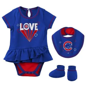 Chicago Cubs Newborn Love Creeper, Bib, & Bootie Set