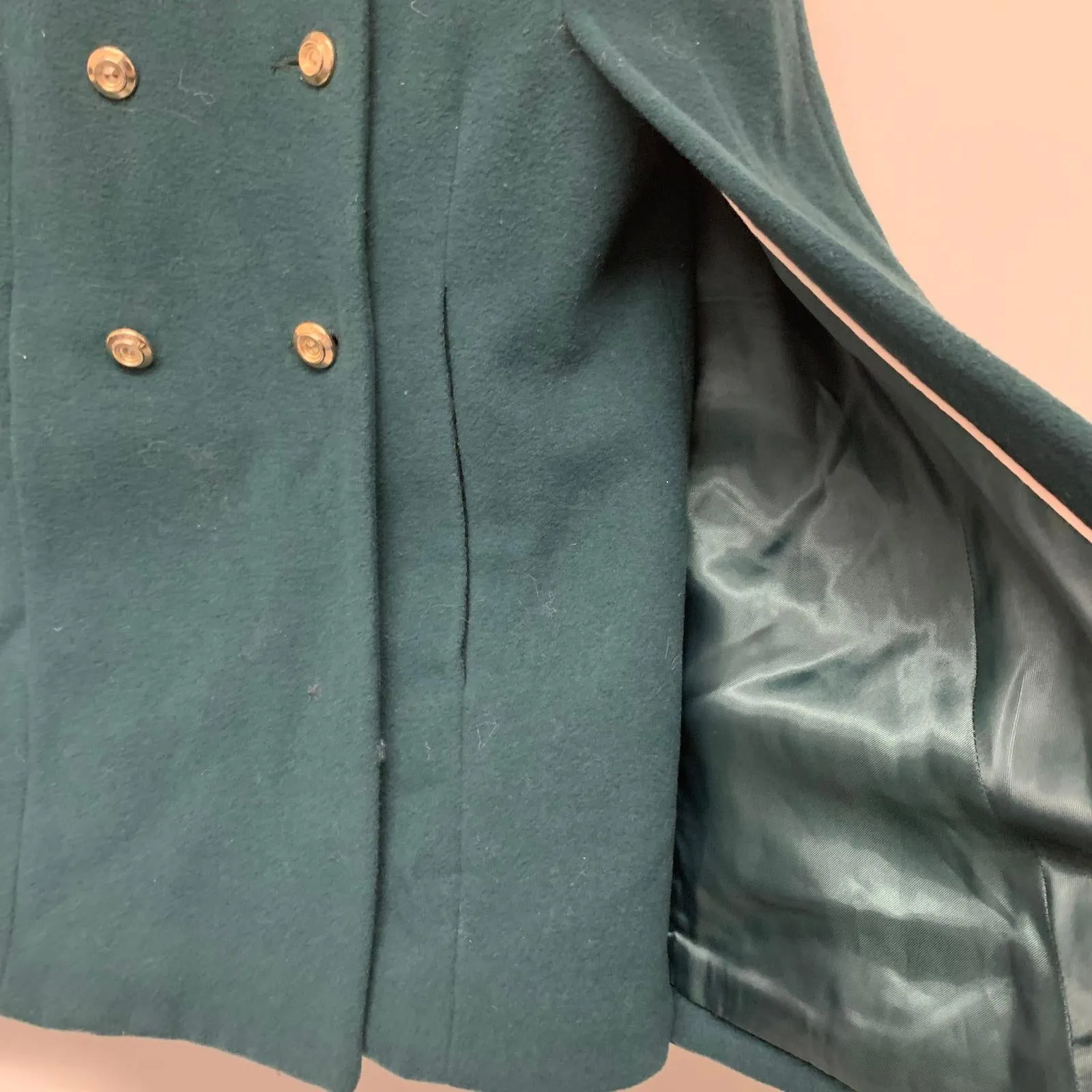 CHLOE Forest Green Girls Long Sleeve Round Neck Wool Overcoat Coat 6 Years