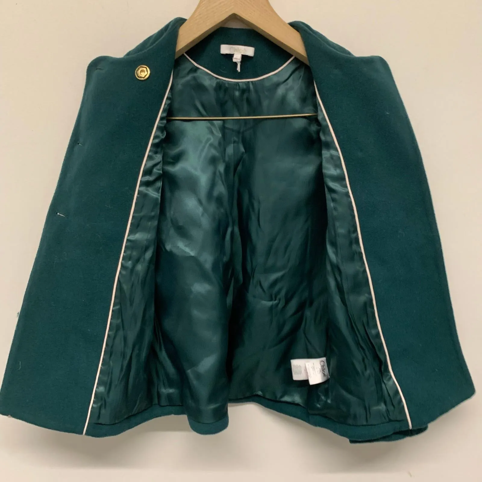 CHLOE Forest Green Girls Long Sleeve Round Neck Wool Overcoat Coat 6 Years