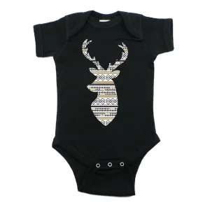 Christmas Aztec Pattern Deer Short Sleeve 100% Cotton Bodysuit