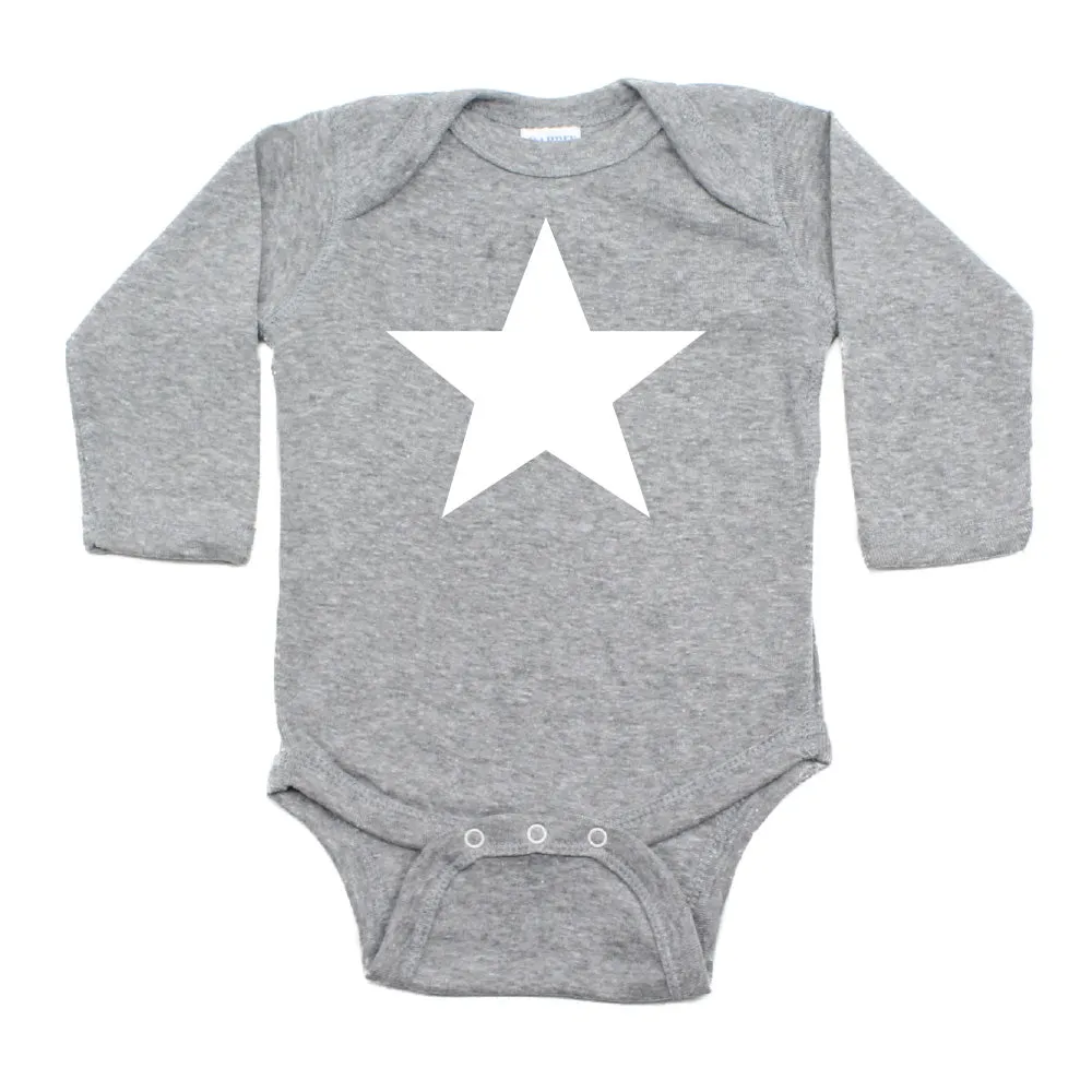 Christmas Big Gold Glitter, Black, And White Star Long Sleeve Infant Bodysuit