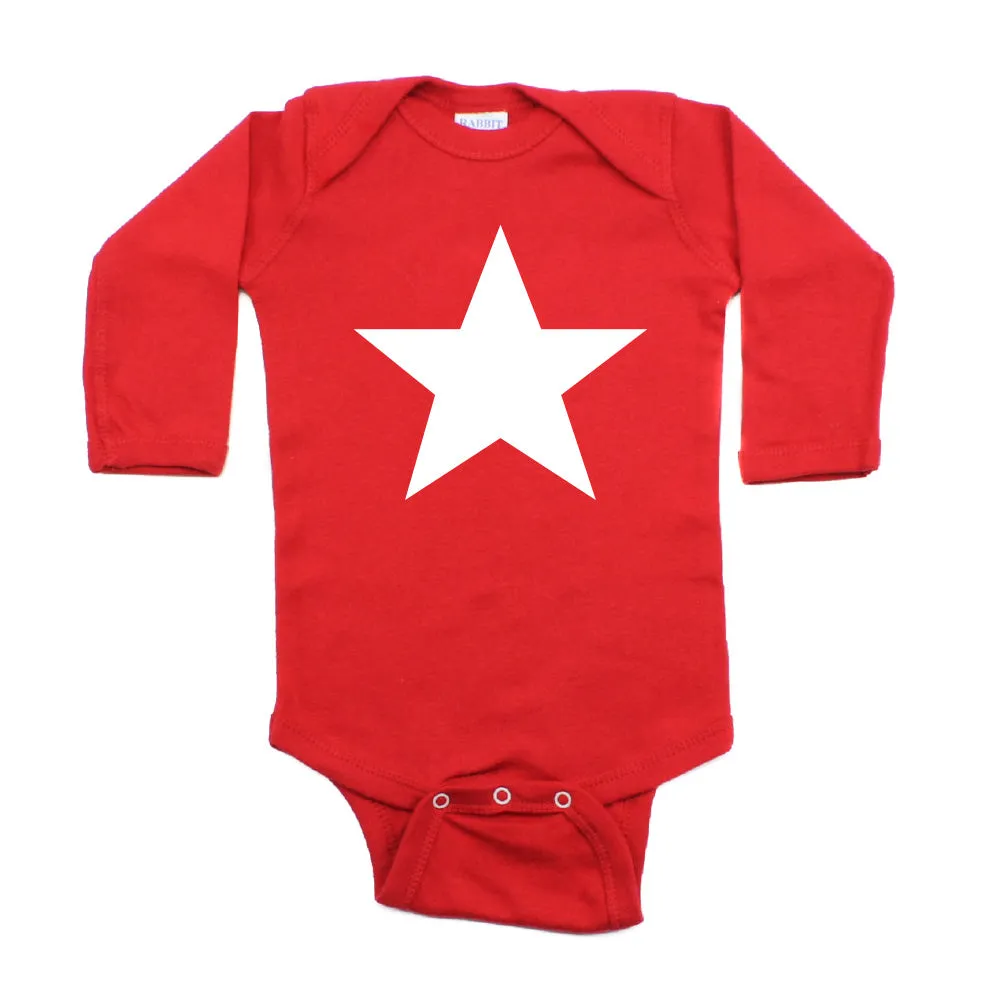 Christmas Big Gold Glitter, Black, And White Star Long Sleeve Infant Bodysuit
