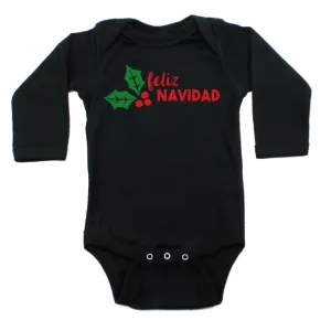 Christmas Feliz Navidad Mistletoe Long Sleeve Infant Bodysuit