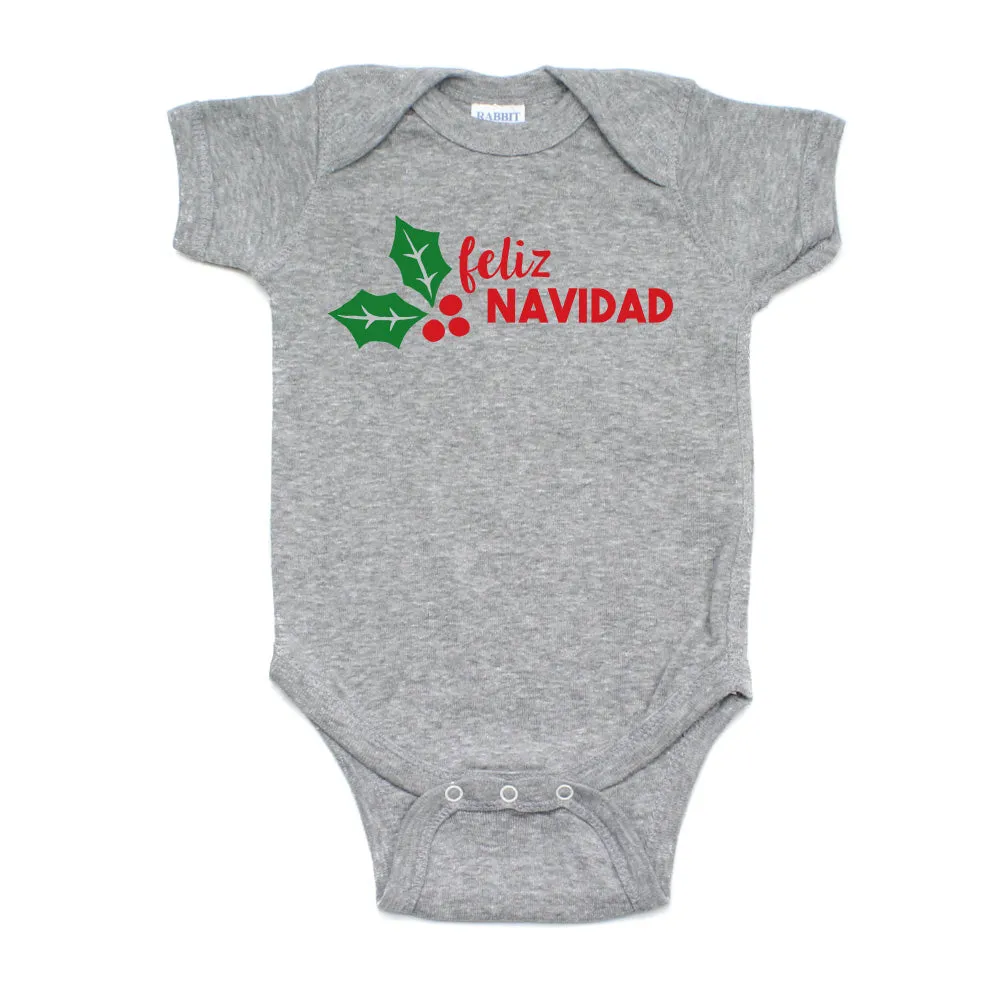 Christmas Feliz Navidad Mistletoe Short Sleeve Infant Bodysuit