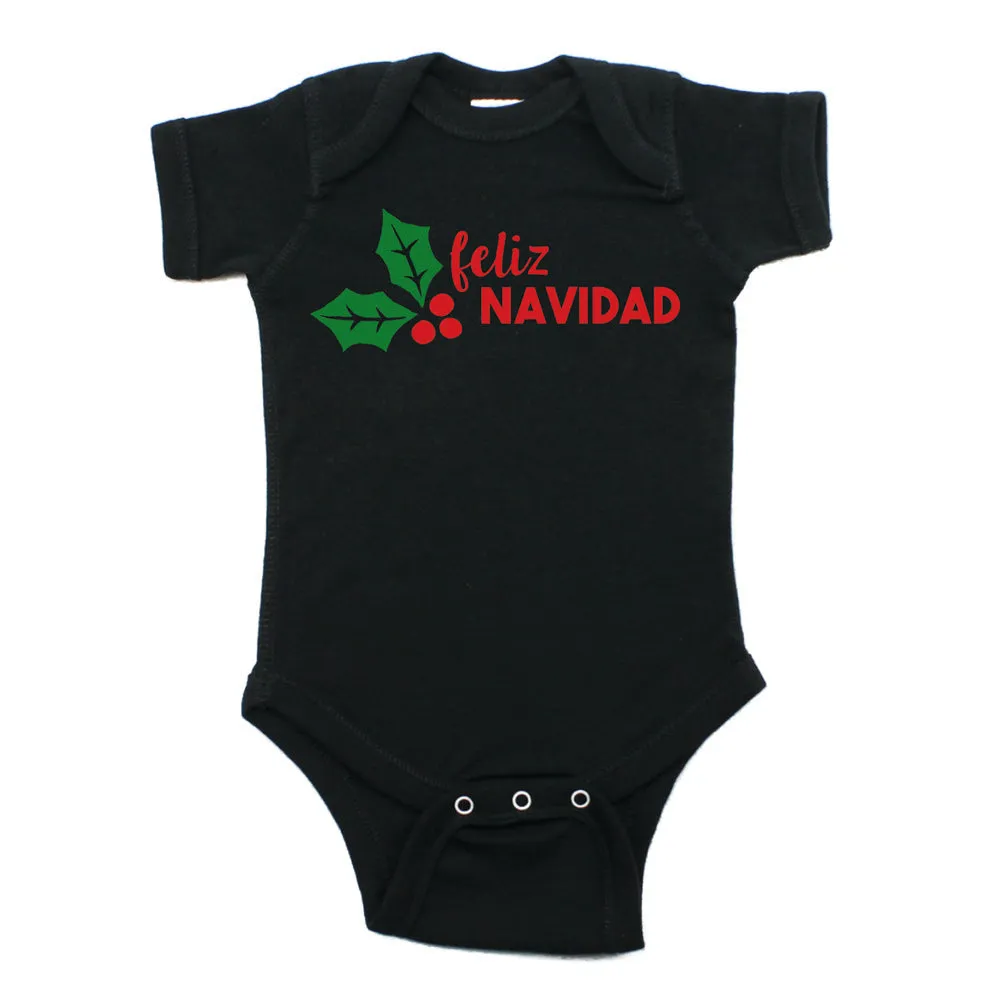 Christmas Feliz Navidad Mistletoe Short Sleeve Infant Bodysuit