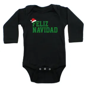 Christmas Feliz Navidad Santa Hat Long Sleeve Infant Bodysuit
