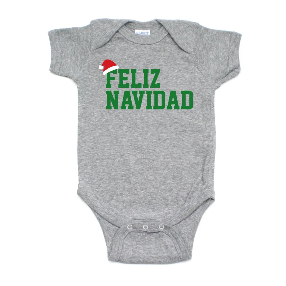 Christmas Feliz Navidad Santa Hat Short Sleeve Infant Bodysuit