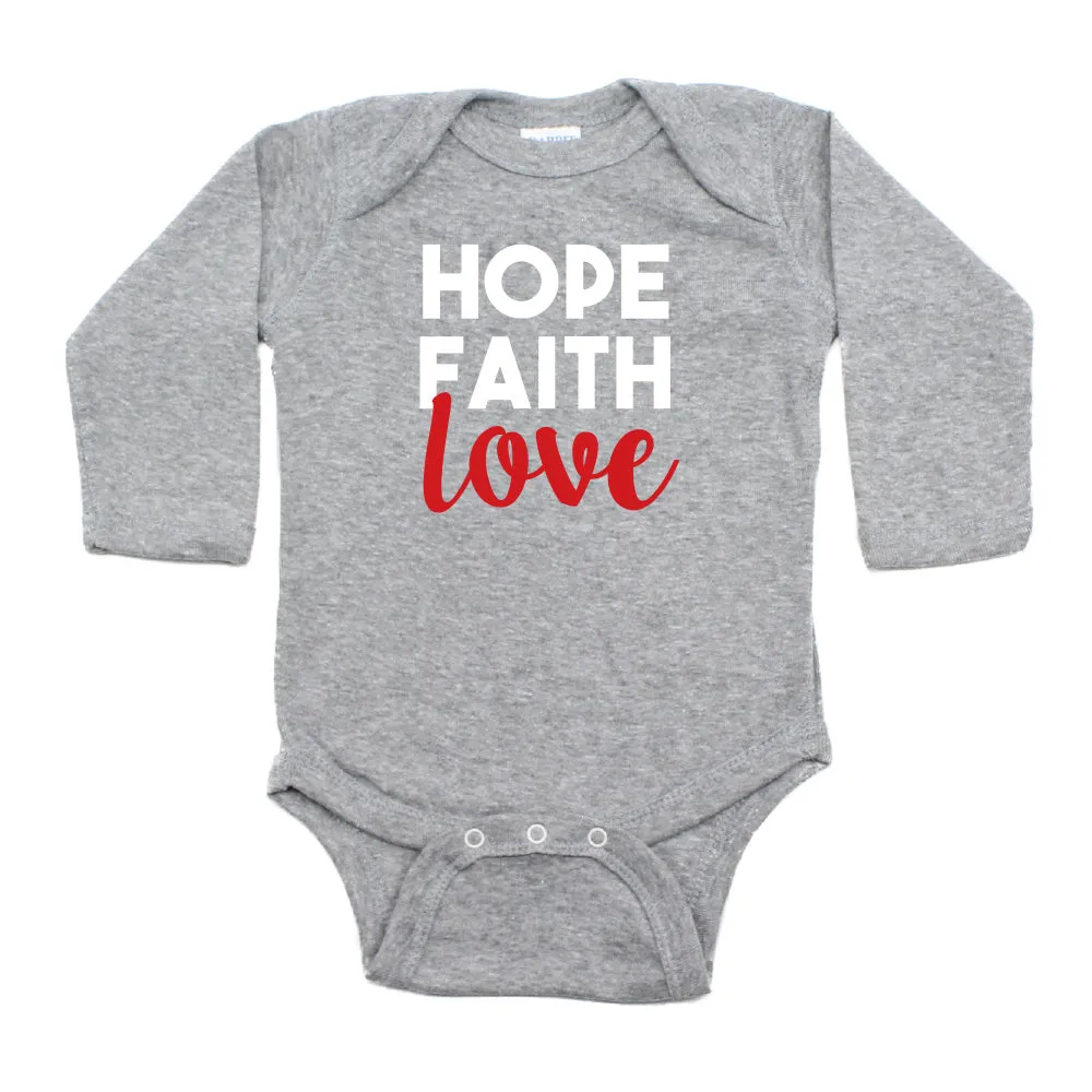 Christmas Hope Faith Love Words Long Sleeve Infant Bodysuit