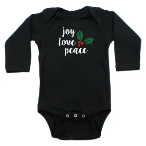 Christmas Joy Love Peace Mistletoe Long Sleeve Infant Bodysuit