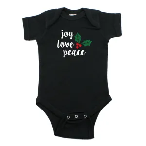Christmas Joy Love Peace Mistletoe Short Sleeve Infant Bodysuit