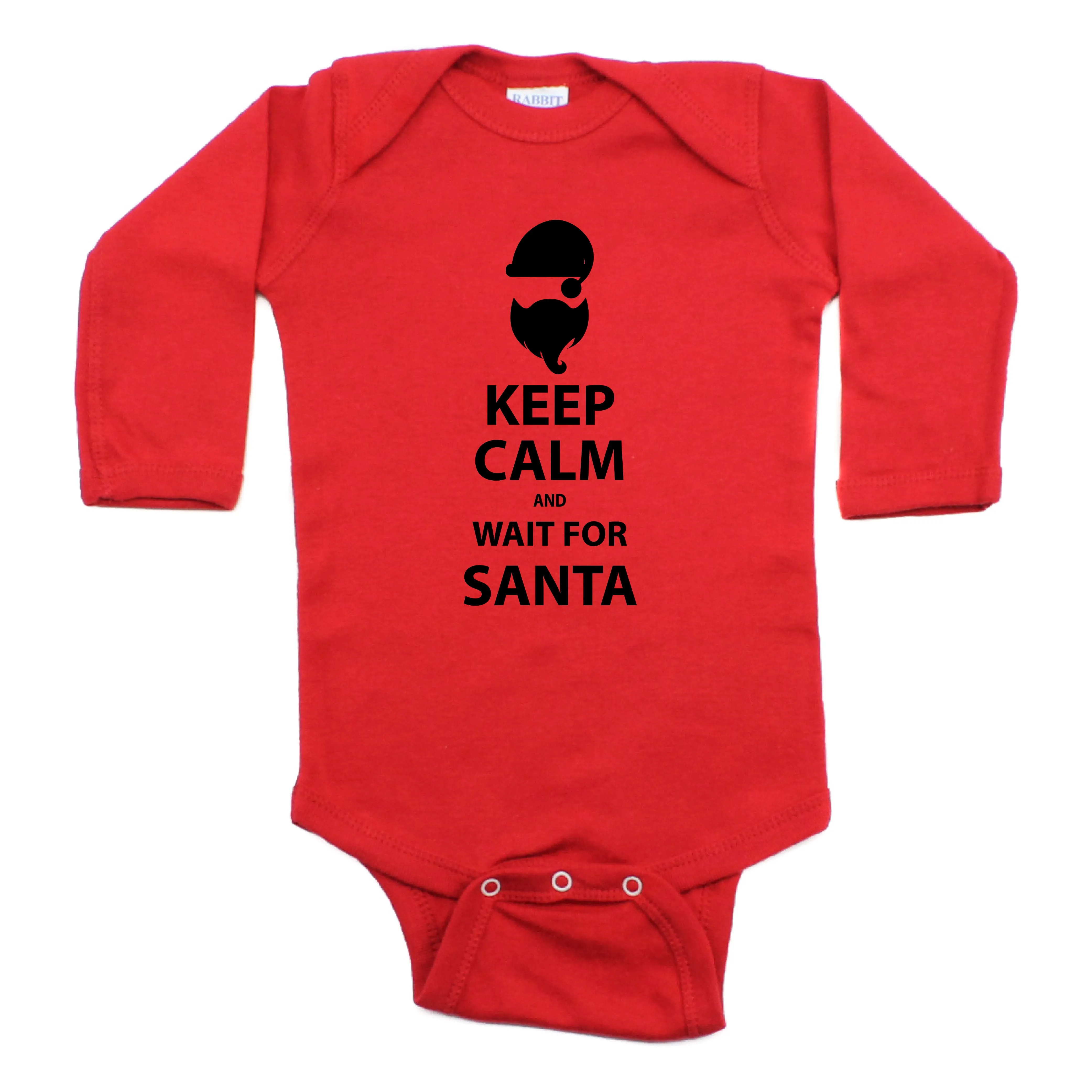 Christmas Keep Calm And Wait For Santa Long Sleeve Bodysuit