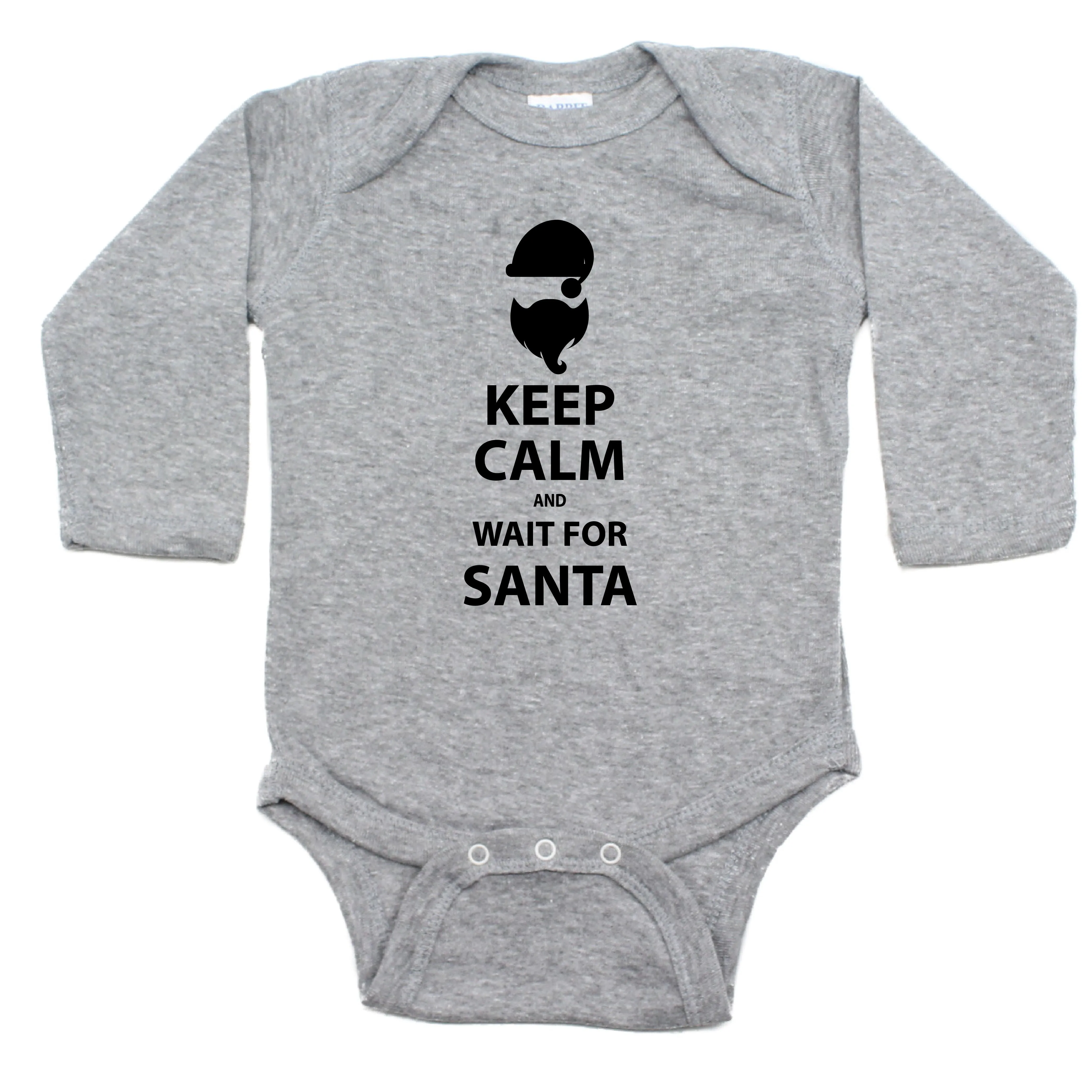 Christmas Keep Calm And Wait For Santa Long Sleeve Bodysuit