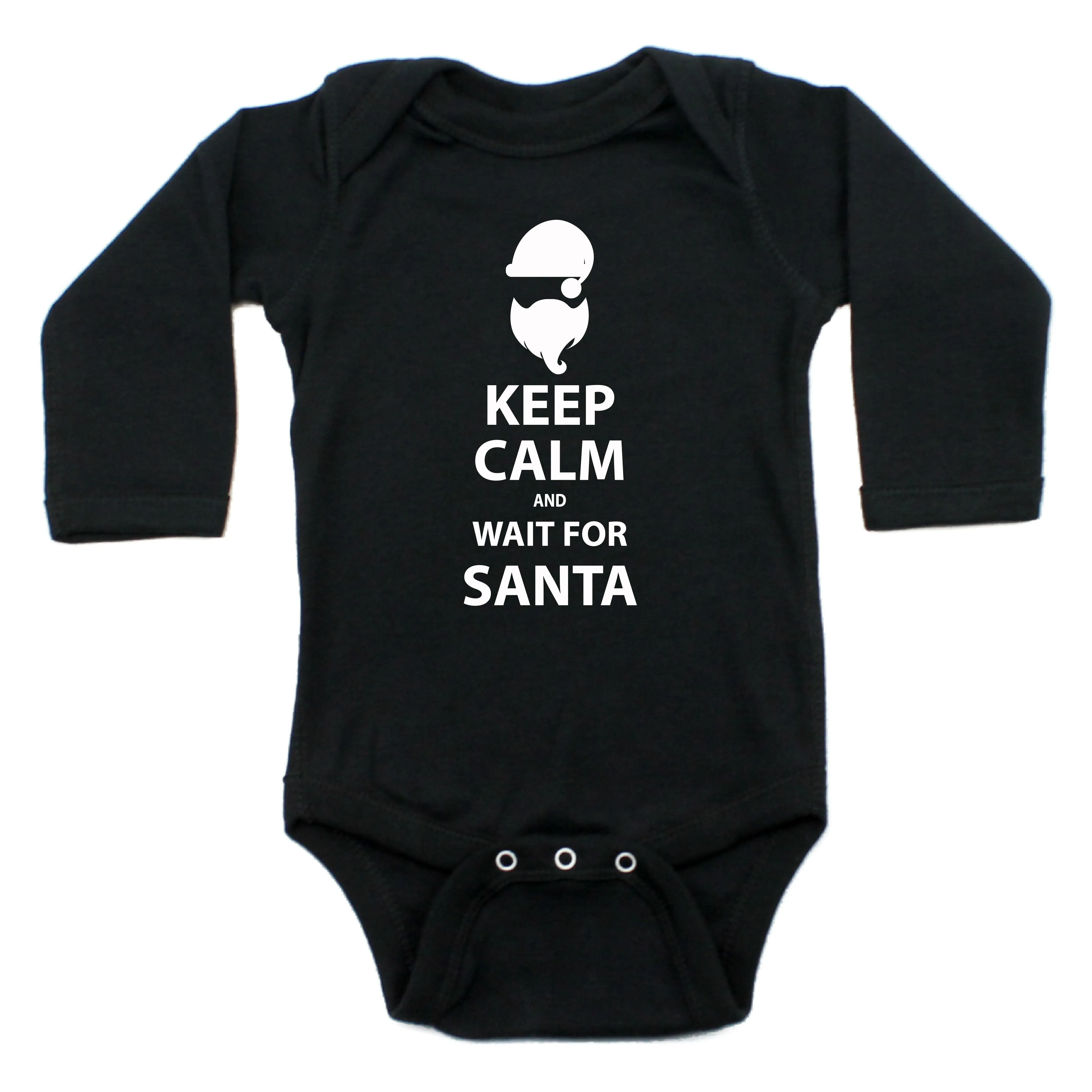 Christmas Keep Calm And Wait For Santa Long Sleeve Bodysuit