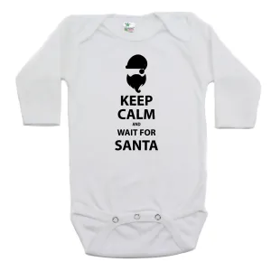 Christmas Keep Calm And Wait For Santa Long Sleeve Bodysuit