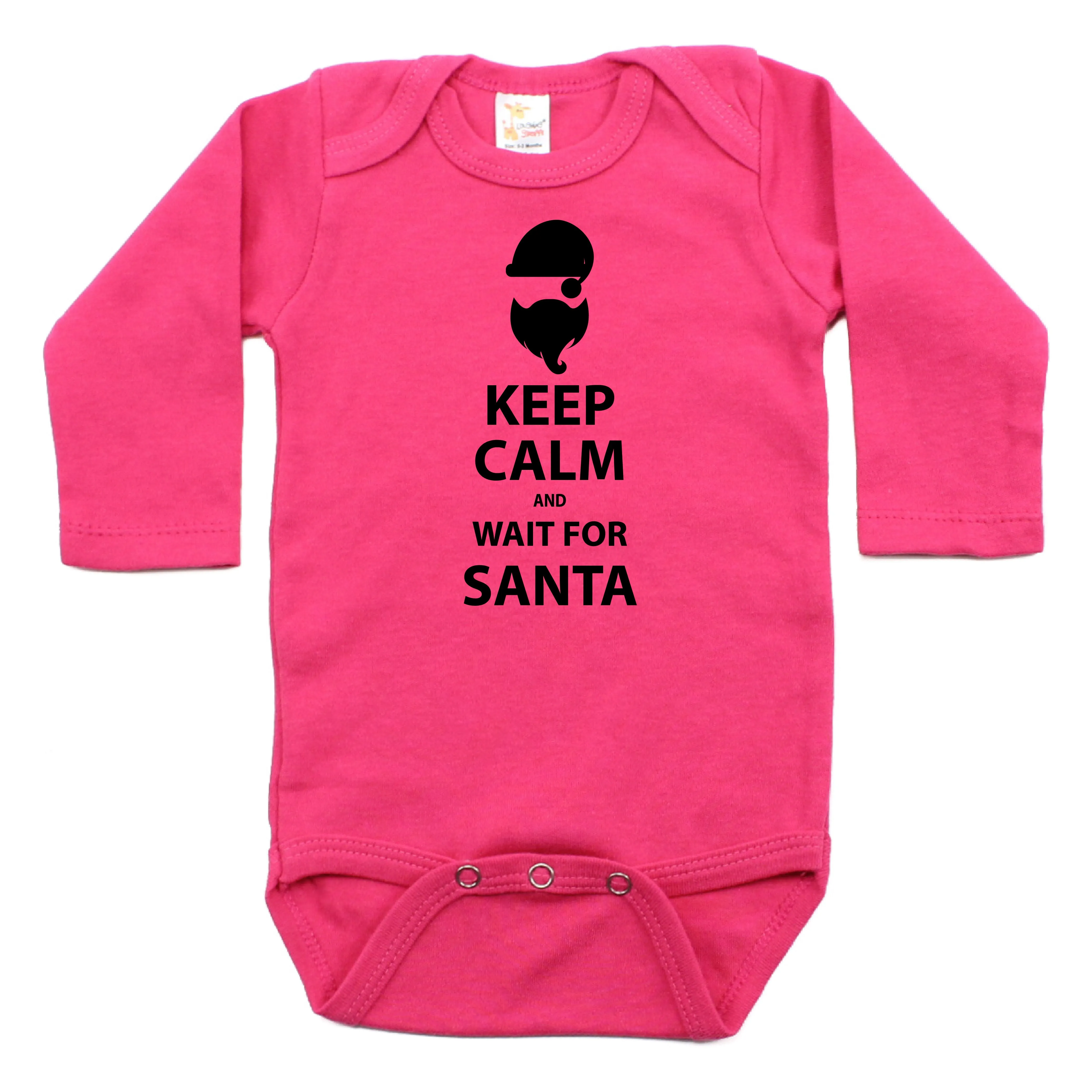 Christmas Keep Calm And Wait For Santa Long Sleeve Bodysuit