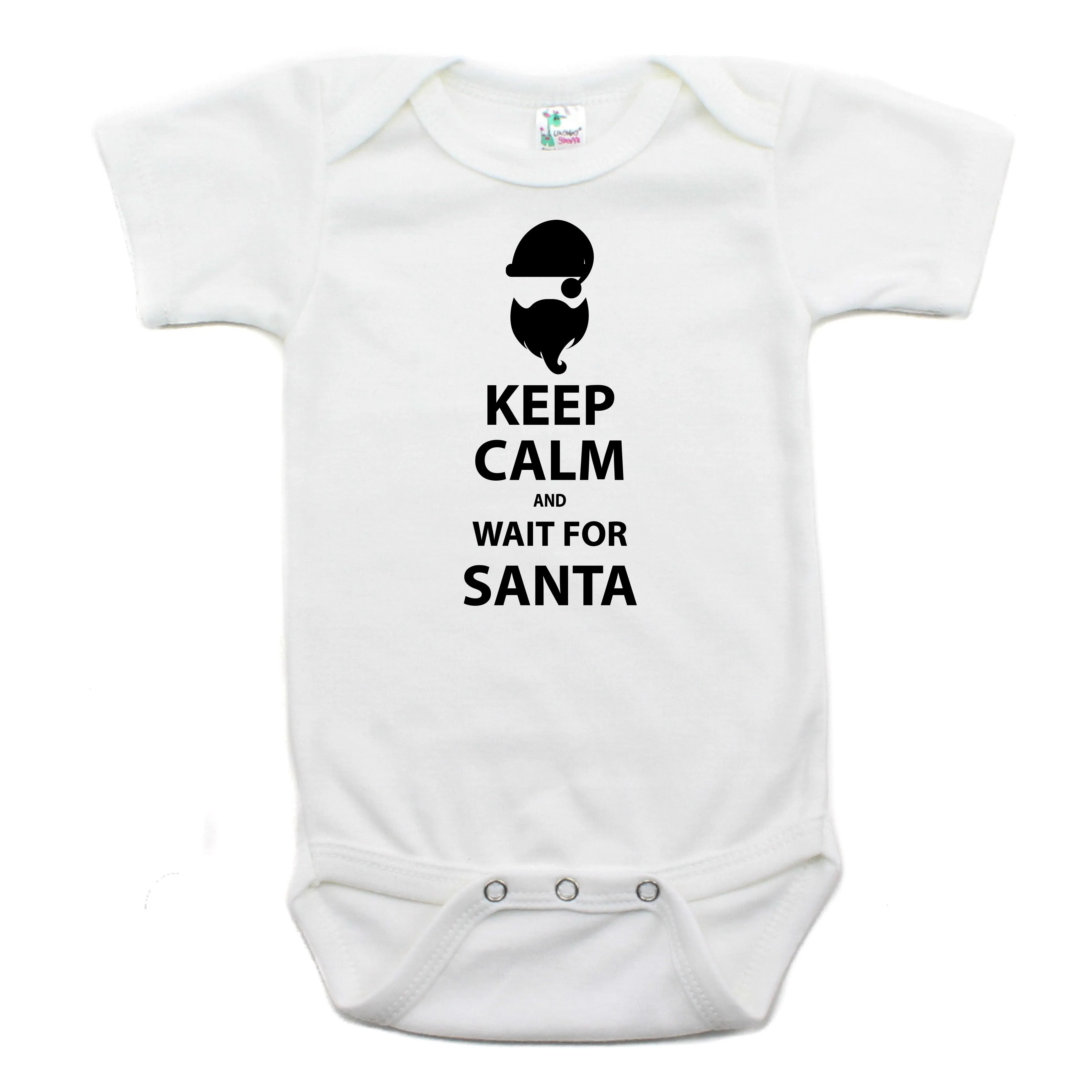 Christmas Keep Calm Wait For Santa Short Sleeve Bodysuit