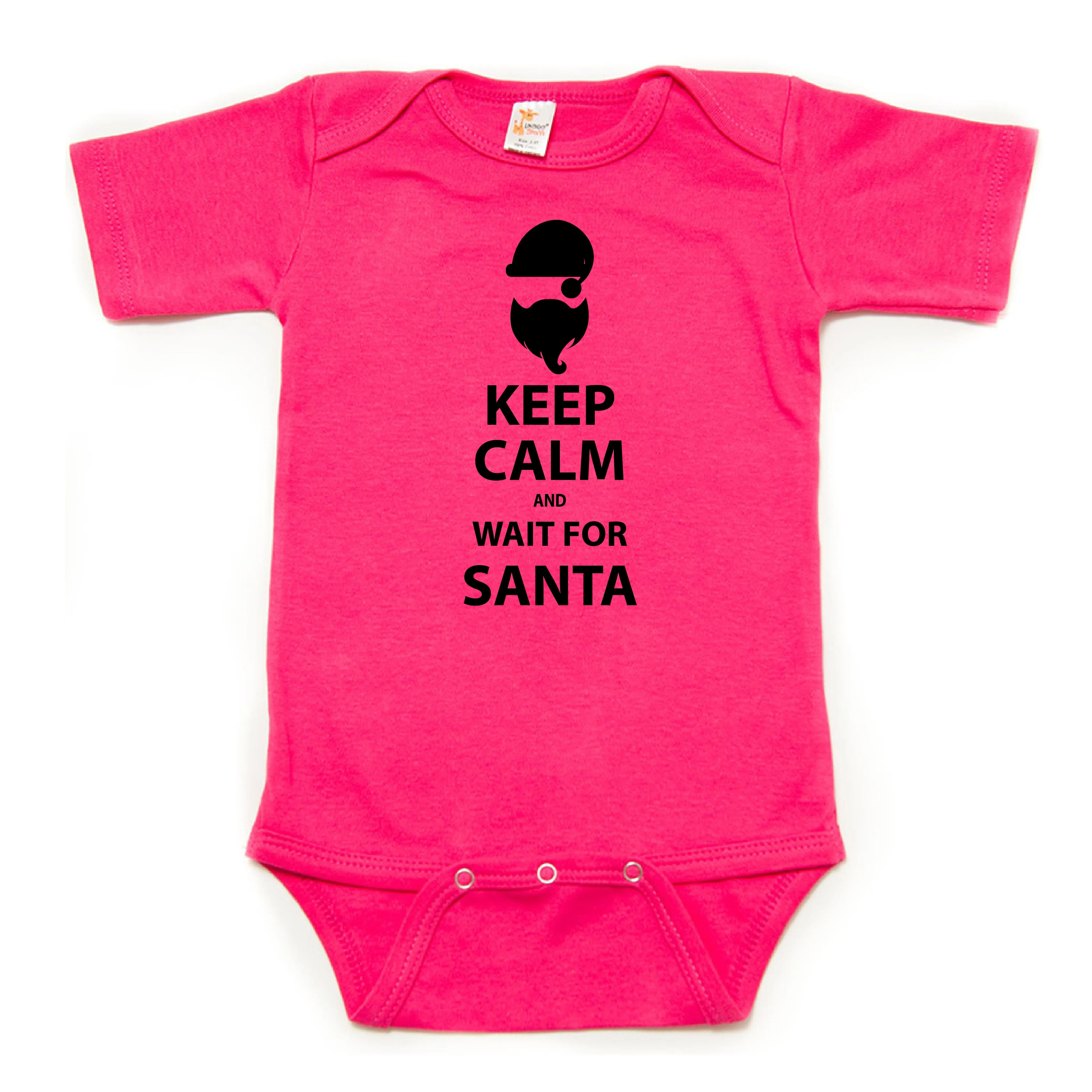 Christmas Keep Calm Wait For Santa Short Sleeve Bodysuit