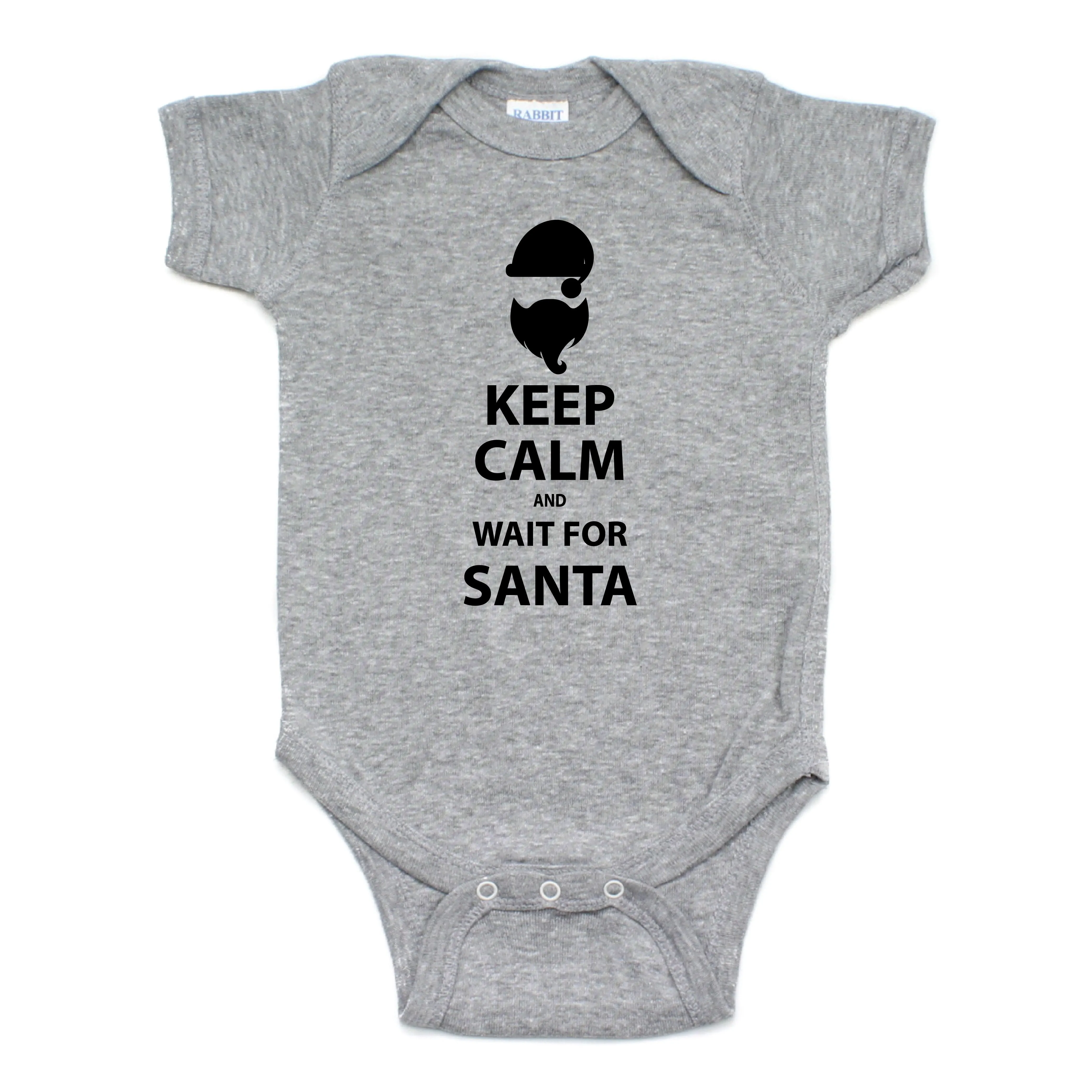 Christmas Keep Calm Wait For Santa Short Sleeve Bodysuit