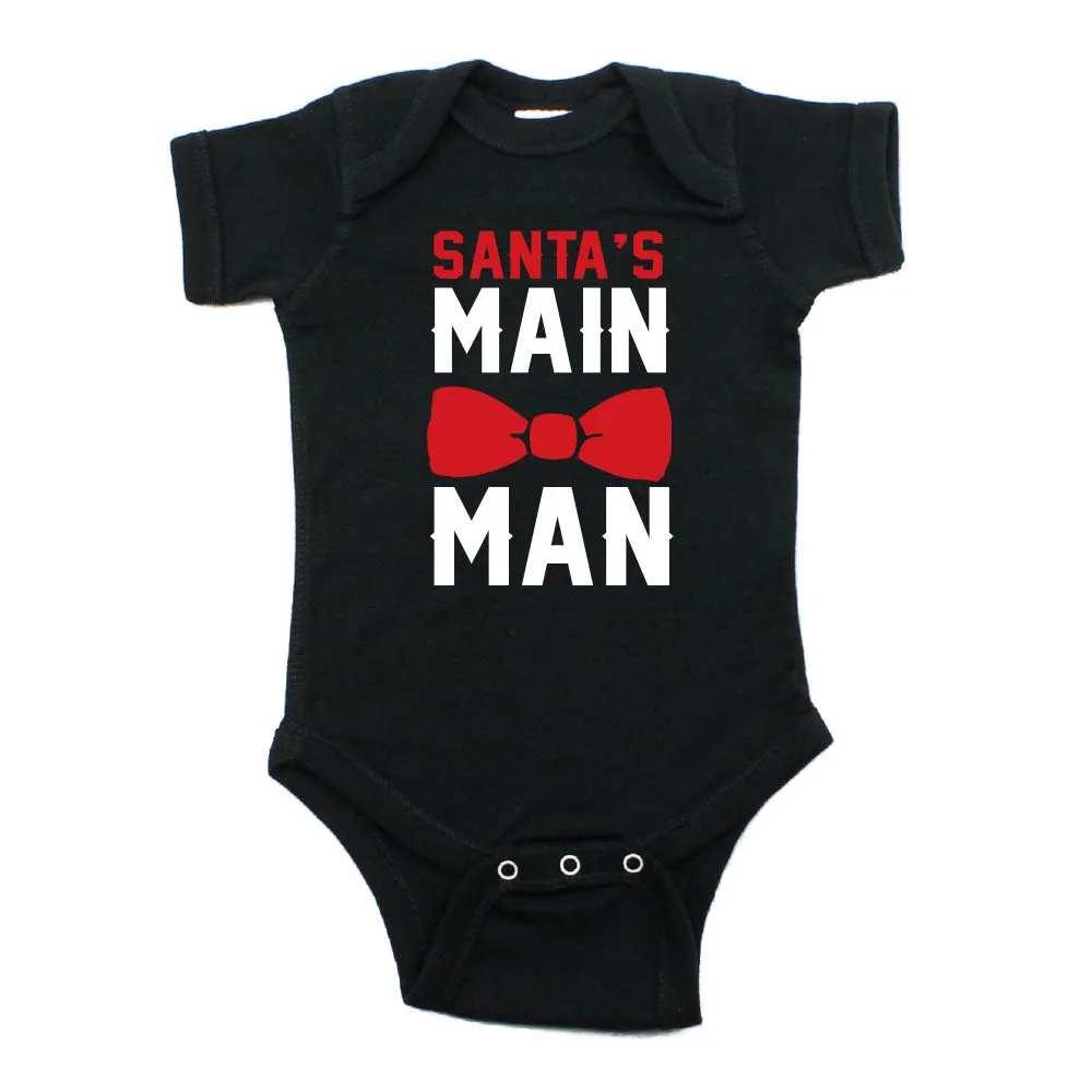 Christmas Santa's Main Man Short Sleeve 100% Cotton Bodysuit