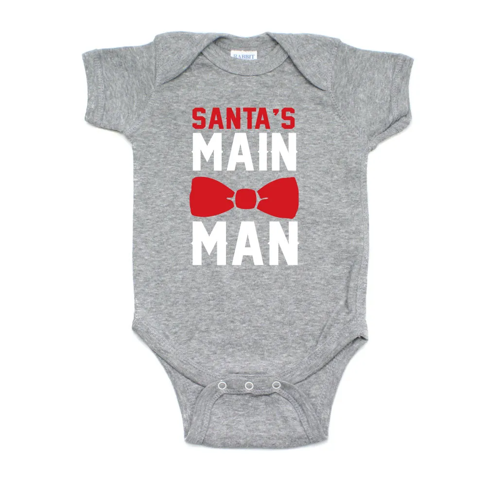 Christmas Santa's Main Man Short Sleeve 100% Cotton Bodysuit