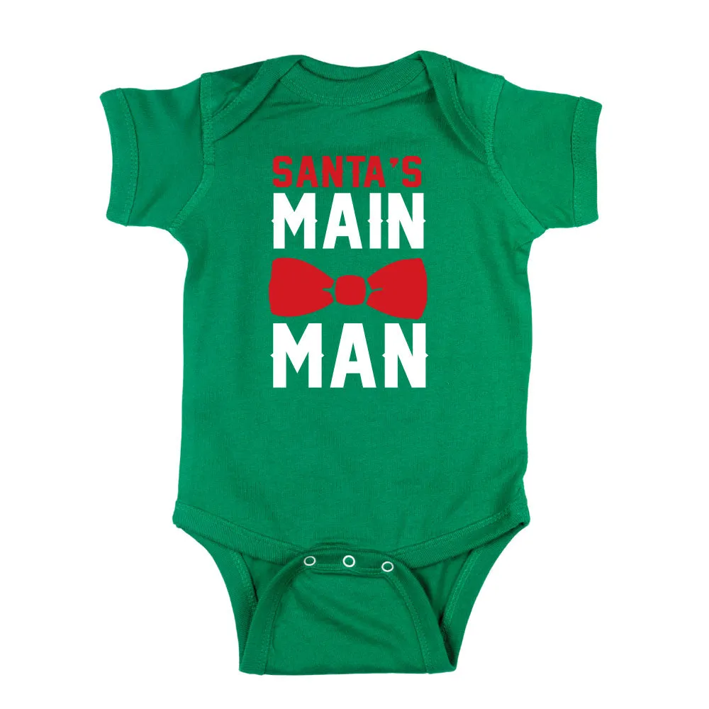 Christmas Santa's Main Man Short Sleeve 100% Cotton Bodysuit