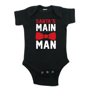 Christmas Santa's Main Man Short Sleeve 100% Cotton Bodysuit