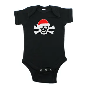 Christmas Scribble Skull Santa Hat Crossbone Short Sleeve Baby Infant Bodysuit