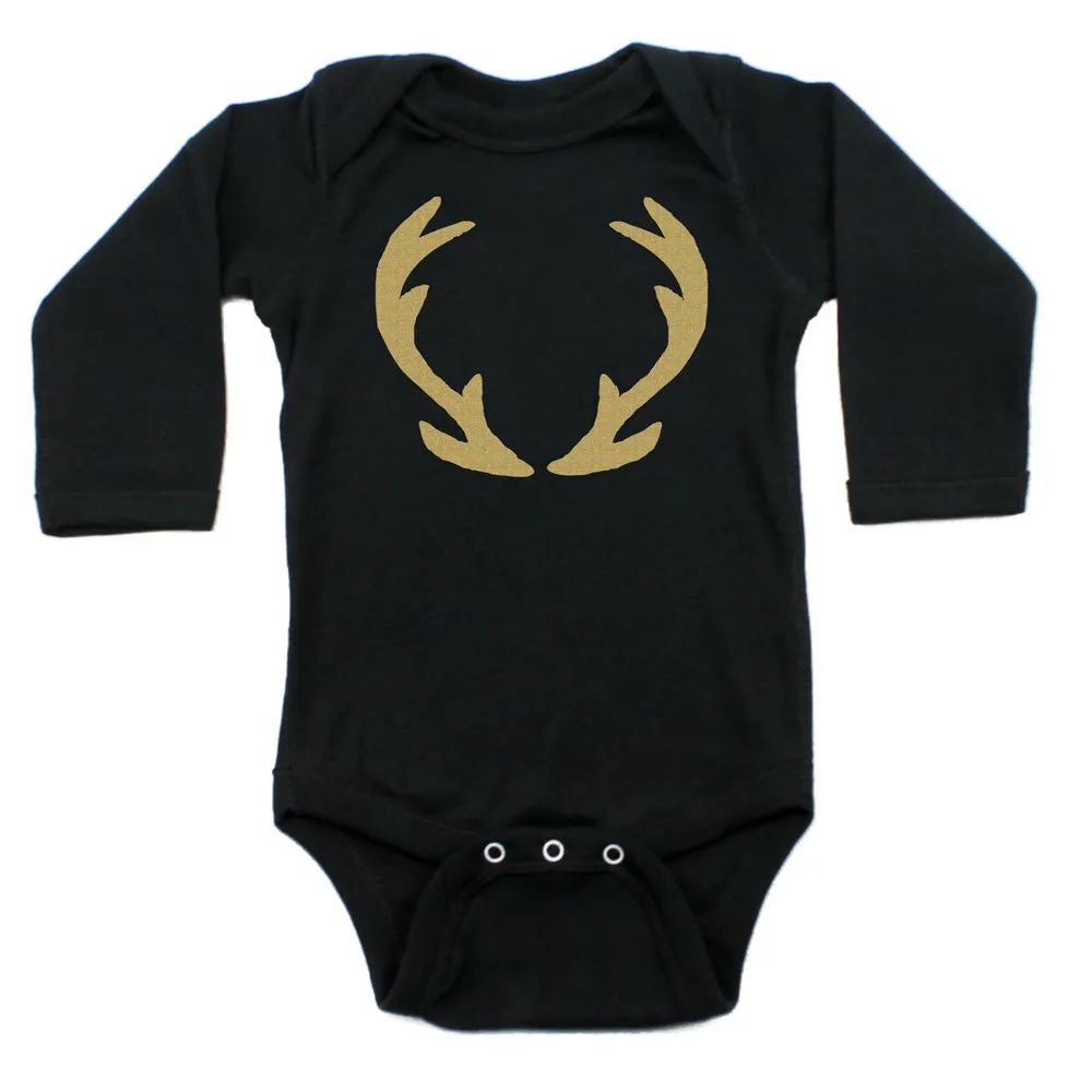 Christmas Solid Deer Antlers Long Sleeve Infant Bodysuit