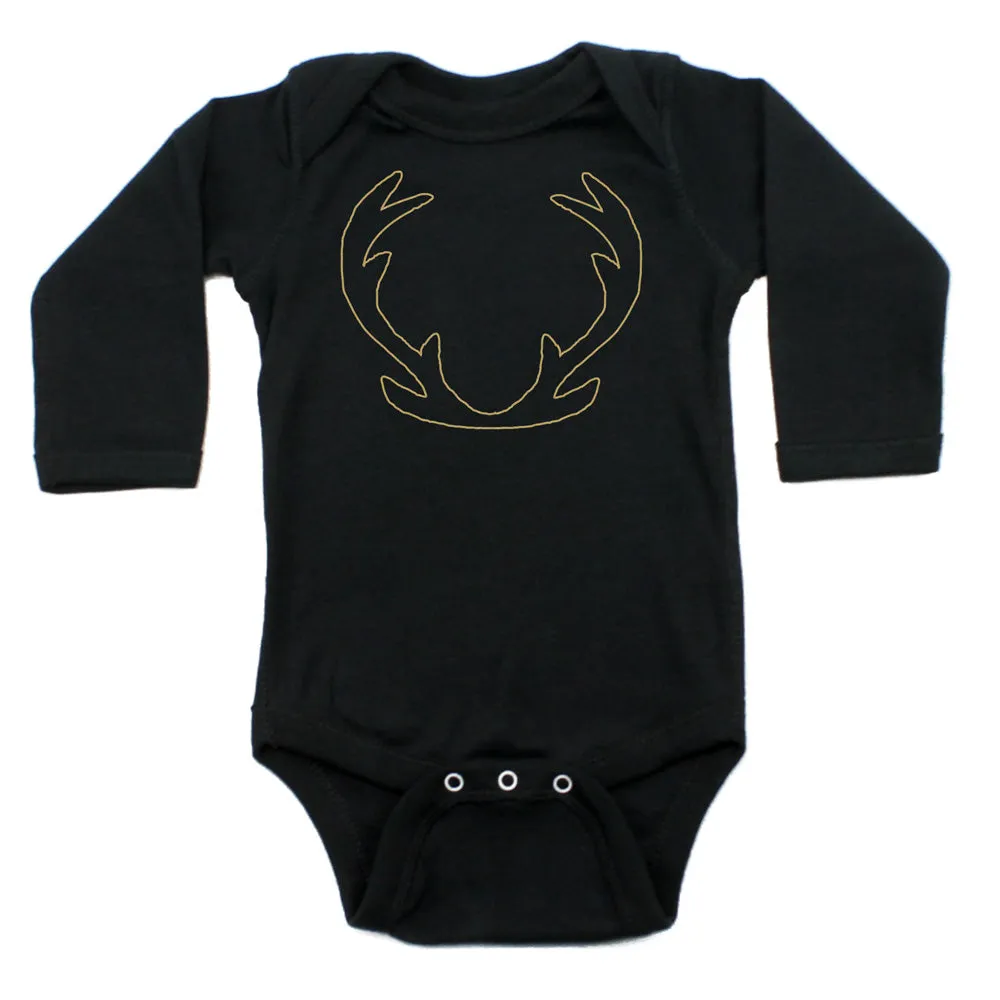 Christmas Solid Deer Antlers Long Sleeve Infant Bodysuit