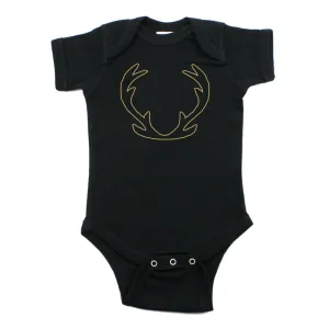 Christmas Solid Deer Antlers Short Sleeve Infant Bodysuit