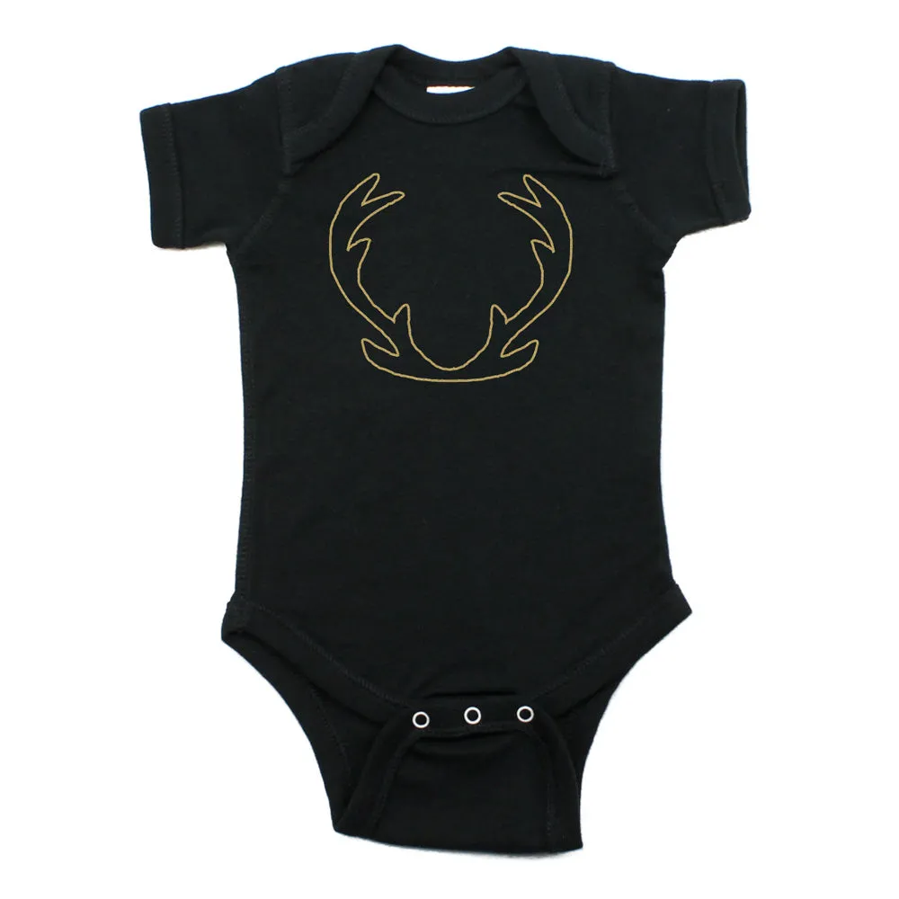 Christmas Solid Deer Antlers Short Sleeve Infant Bodysuit
