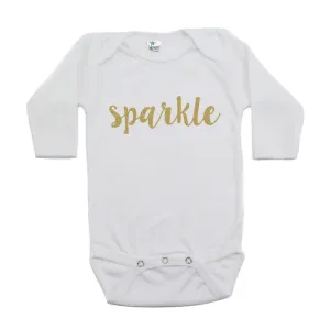 Christmas Sparkle with Gold Glitter Long Sleeve Infant Bodysuit