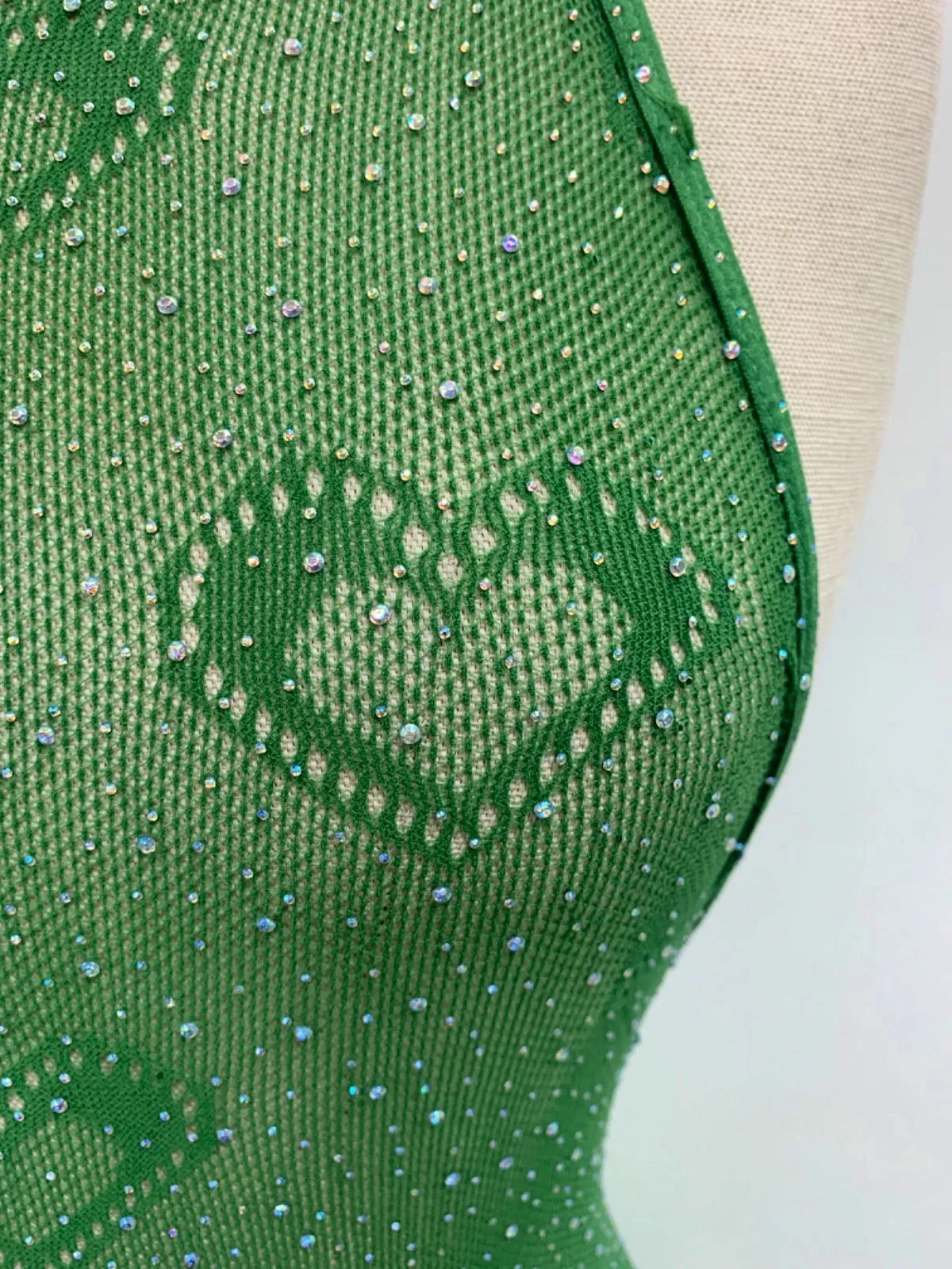 Ciberia Green Heart Pattern Halter Bodysuit One Size