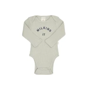 Claude & Co "Milking It" Organic Ribbed Bodysuit - Pistachio
