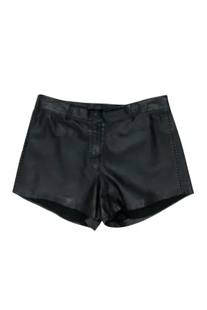 Cleobella - Black Leather Shorts w/ Studded Trim Sz S