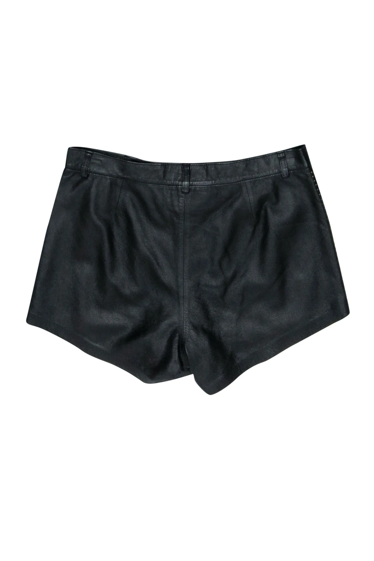 Cleobella - Black Leather Shorts w/ Studded Trim Sz S