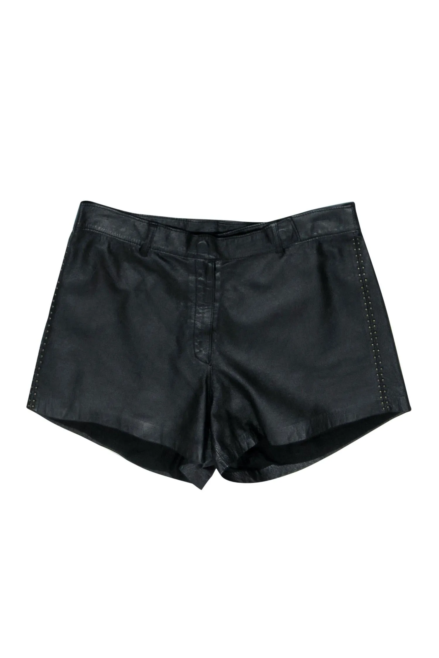 Cleobella - Black Leather Shorts w/ Studded Trim Sz S