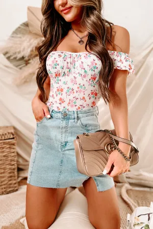 Colorful Dream Floral Short Sleeve Bodysuit (Ivory)