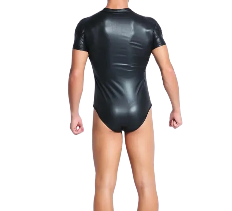 Come Closer Fetish Wet look | Bodysuit | Front Zipper | Short Sleeve