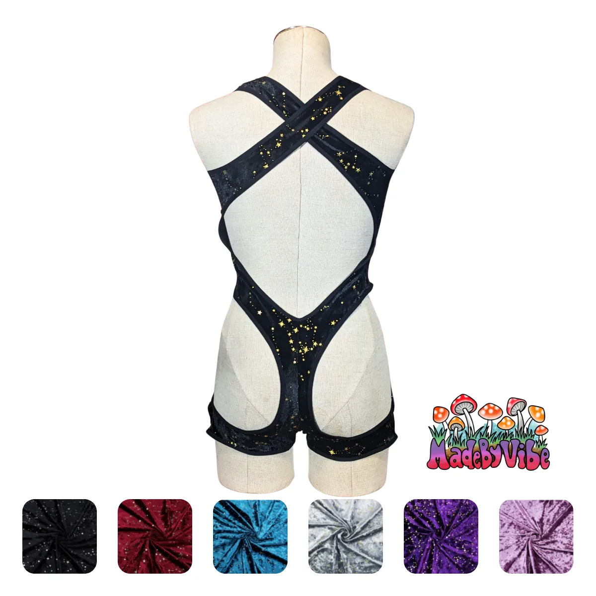 Constellation Velvet Cut Out Romper Bodysuit - Made to Order
