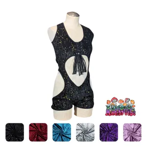 Constellation Velvet Cut Out Romper Bodysuit - Made to Order