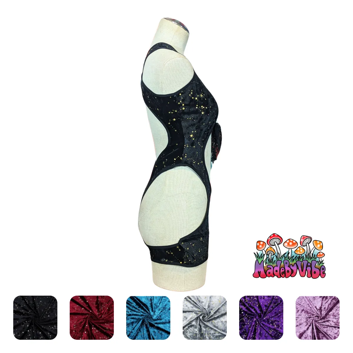 Constellation Velvet Cut Out Romper Bodysuit - Made to Order