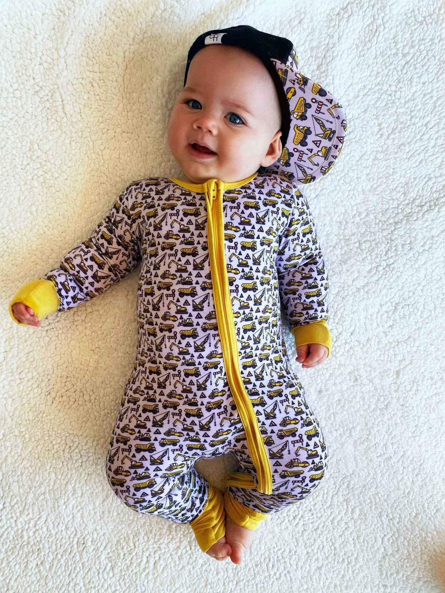 Construction Zippered One Piece Pajama
