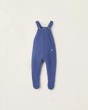 Cotton Knit Footed Bodysuit for Newborn Boys, Dark Blue