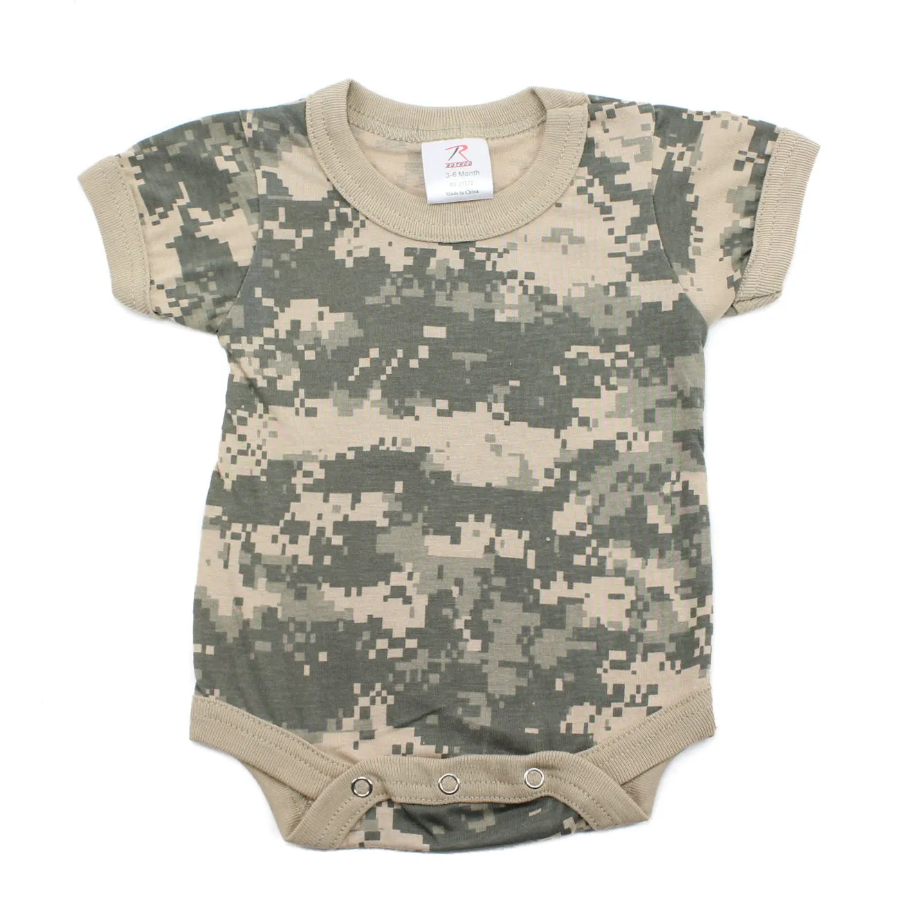 Cotton Short Sleeve Baby Bodysuit Creeper, Digital Camo