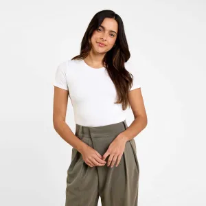Cotton Stretch Classic Crewneck Tee | White