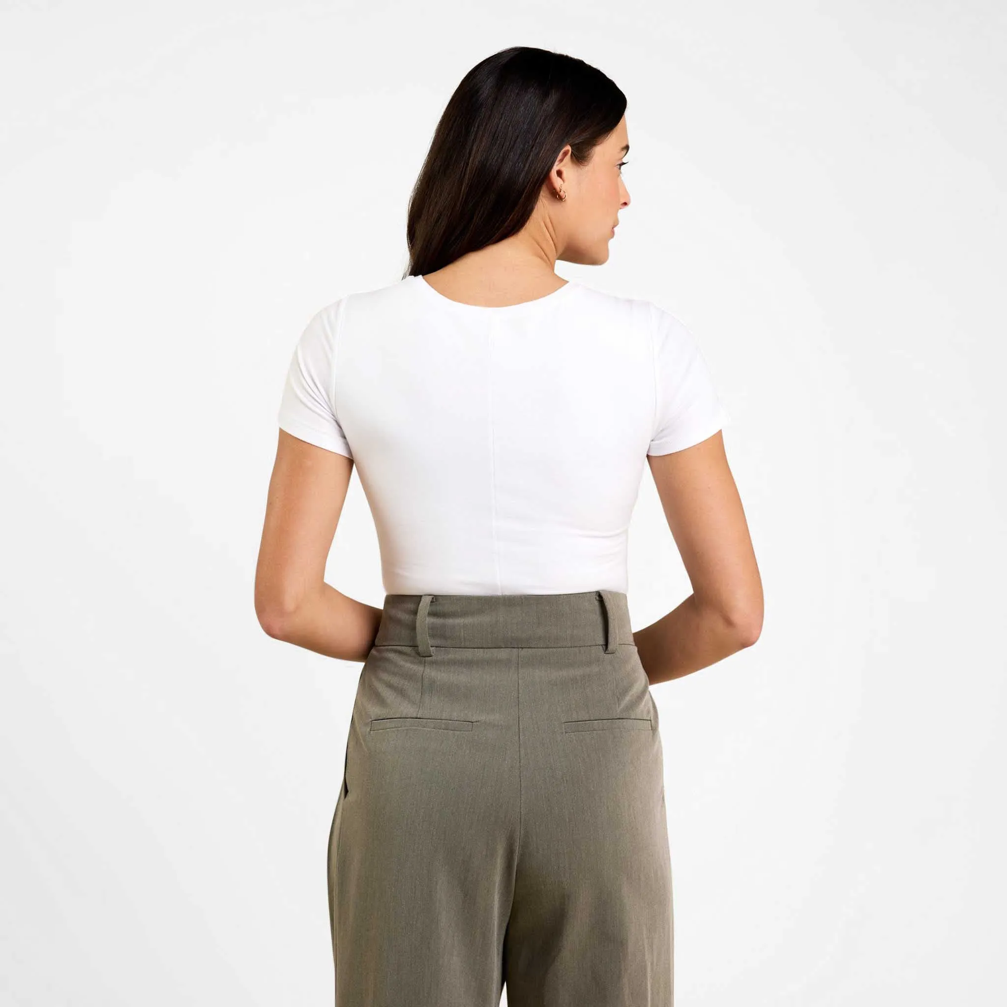 Cotton Stretch Classic Crewneck Tee | White