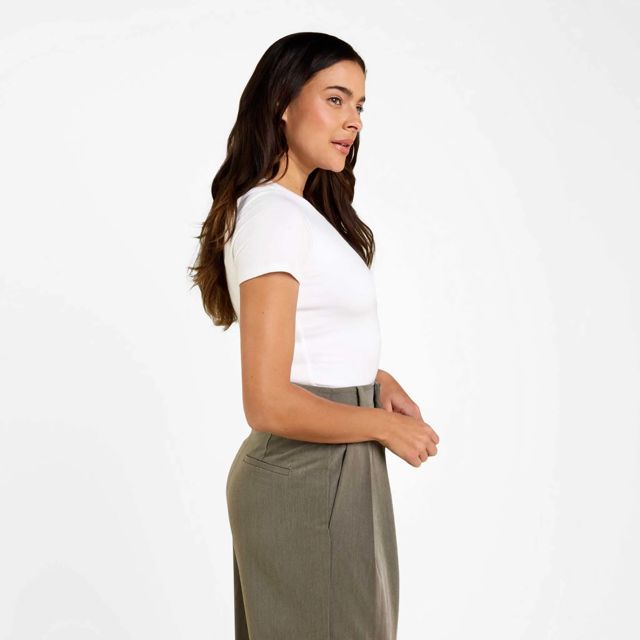Cotton Stretch Classic Crewneck Tee | White